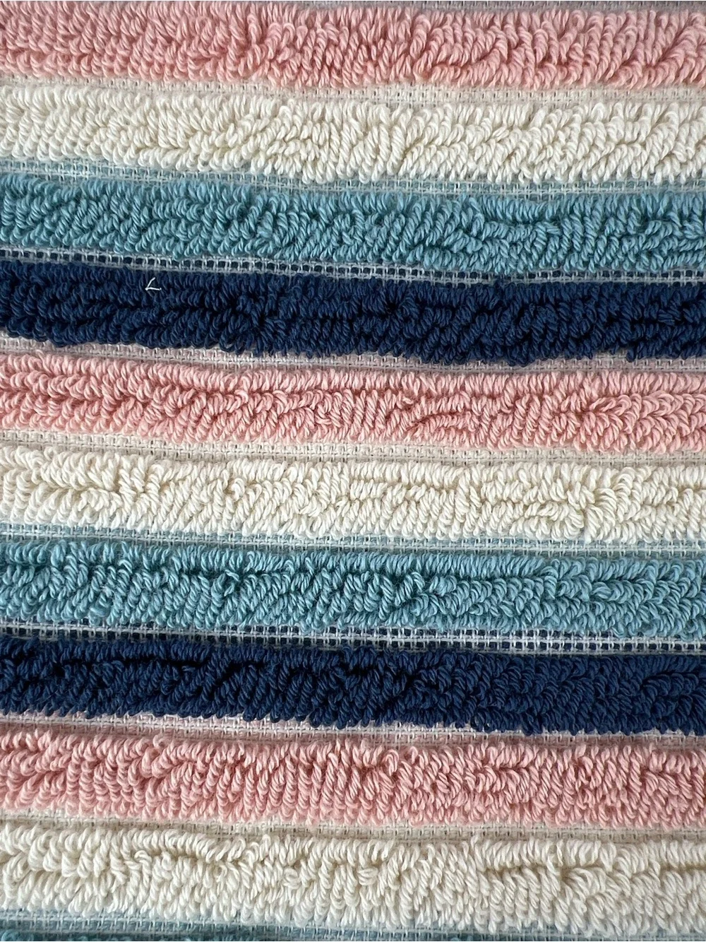 Rachel Zoe Bath Towel Set Striped Pink Navy Cream Soft 100% Cotton 2 Pc NEW